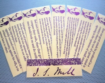 John Stuart Mill bookmarks set 9 quote book marks English writer philosopher philosophy liberal thinker political social theory liberty sjw