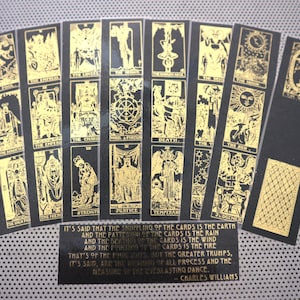 Tarot Bookmarks set de 9 cartes faites à la main feuille d’or sur mysticisme noir voyance divination cartomancie deck major arcanes occulte impératrice