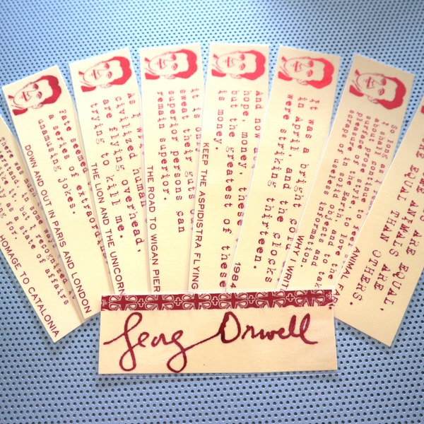 George Orwell bookmarks set nine quote book marks red Antifascist Animal Farm 1984 war dystopia Napoleon pig Big Brother Ministry of Truth