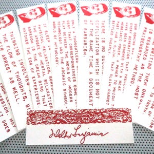 Walter Benjamin bookmarks set nine handmade quote book marks German philosopher Marxist Marxism western philosophy class consciousness war
