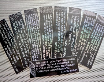 Quantum Physics bookmark set of quotes mechanics theoretical physics scientists books physicist scientific science fractal holographic math