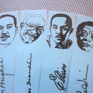 Black writers bookmarks / set of nine handmade African American portraits poets activists book blue Langston Hughes Baldwin Douglass blm image 6