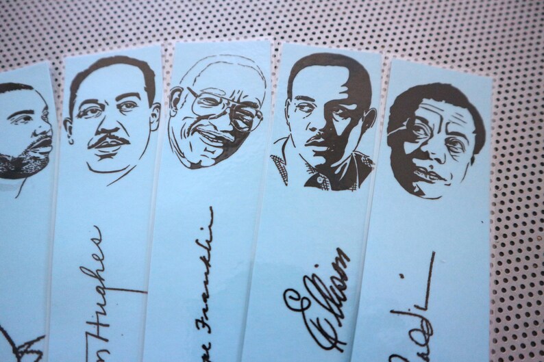 Black writers bookmarks / set of nine handmade African American portraits poets activists book blue Langston Hughes Baldwin Douglass blm image 6
