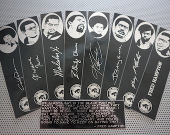 Black Panthers bookmarks set nine handmade portrait book marks African American Black activists 1960s BLM Lives Matter revolutionary sjw