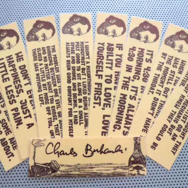 Charles Bukowski bookmarks set of nine portraits and quotes tavern poem poet novel poetry writing barfly bluebird pulp post office laughing