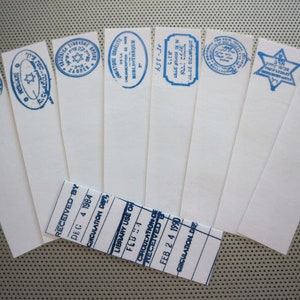 ユダヤのブックマーク セット / 9 つの図書館スタンプ 司書マーク / ラビ ラビのイディッシュ語 ヘブライ語 学者 読者 蔵書票 青 白 マゲン ダビデ