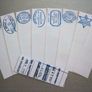 Jewish bookmark set / 9 Library Stamps librarian marks / Rabbi rabbinical Yiddish Hebrew scholars readers ex libris blue white Magen David