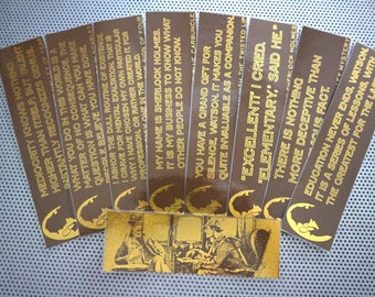Sherlock Holmes bookmarks / set of 9 handmade quotes mystery classic book thrillers Arther Conan Doyle / Dr Watson quotes gold sepia brown