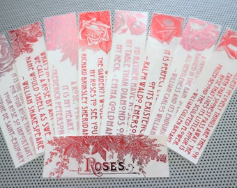 Rose Quotes bookmarks set 9 handmade Valentine's Day gift Engagement Mother's book marks lovers rose metal foil flowers bouquet thorn petals