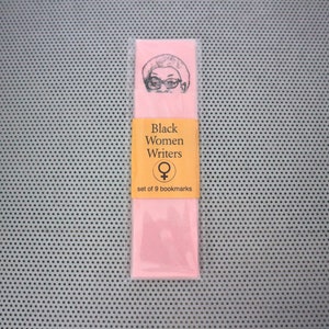 Black women writers bookmarks / set of nine handmade African American portraits poets feminist activists book mark black on pink whm blm image 8