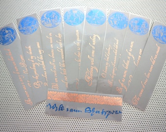 Shakespeare Quotes bookmark set of 9 handmade in various colors foil English drama student teacher gift Hamlet Othello MacBeth Lear plays