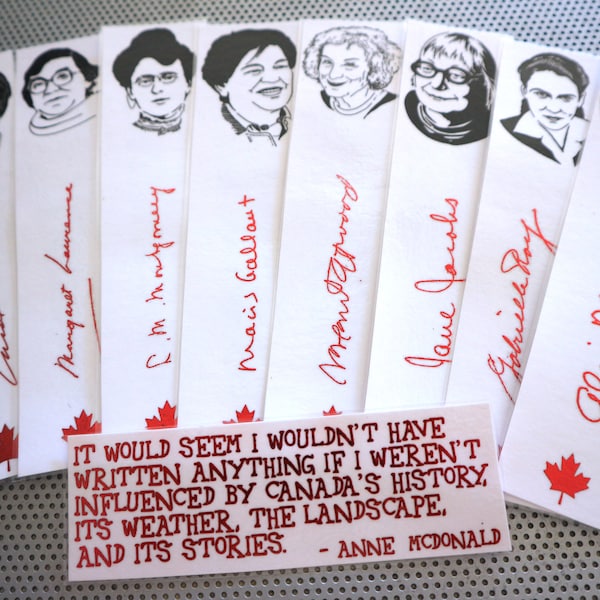 Canadian bookmarks set of 9 Women Writers / Authors of novels women portraits Atwood Shields Alice Munro Laurence book mark flag whm