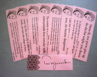 Toni Morrison bookmarks / set of nine handmade quote book mark African American portrait poet feminist activist writer author brown pink blm