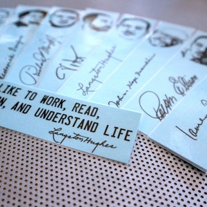Black writers bookmarks / set of nine handmade African American portraits poets activists book blue Langston Hughes Baldwin Douglass blm image 2