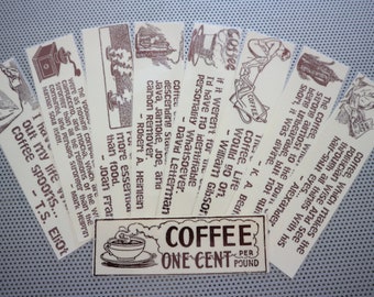 Coffee bookmarks set of 9 handmade java quotes morning joe book marks espresso latte cappuccino caffeine decaf mocha cafe jolt bean filter