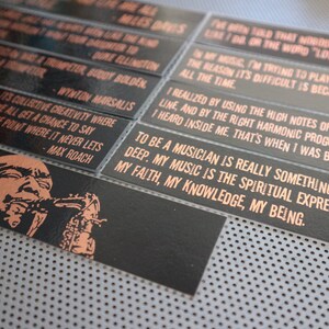 Jazz Music bookmarks set of nine quotes by and about great musicians fusion bebop club night sax trumpet bass piano age record singer