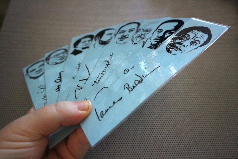 Black writers bookmarks / set of nine handmade African American portraits poets activists book blue Langston Hughes Baldwin Douglass blm image 8