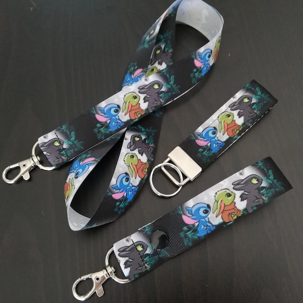 Kawaii Stitch, Bébé Yoda et Krokmou - Lanière / Porte-clés / Porte-ears Disney