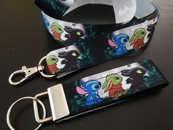 Kawaii Stitch Baby Yoda And Toothless Keychain Lanyard Etsy