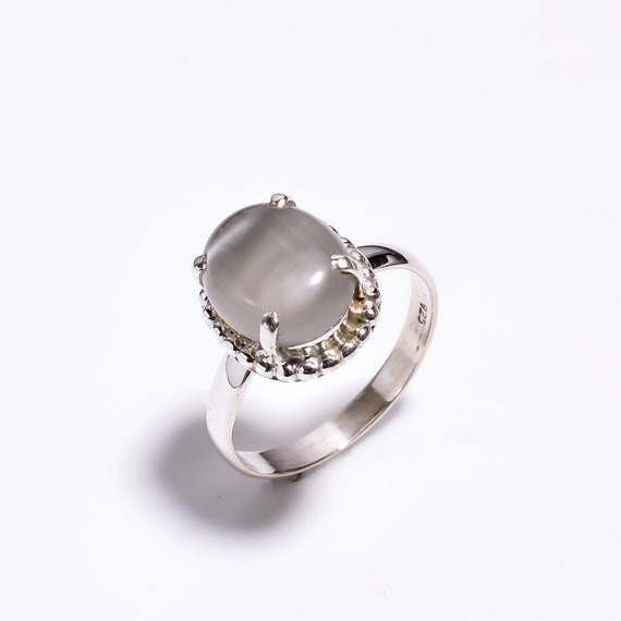 100 Genuine White Cats Eye Ring Gemstone Ring White Etsy