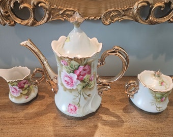 Vintage Heritage Green Lefton Hand Painted Tea Set