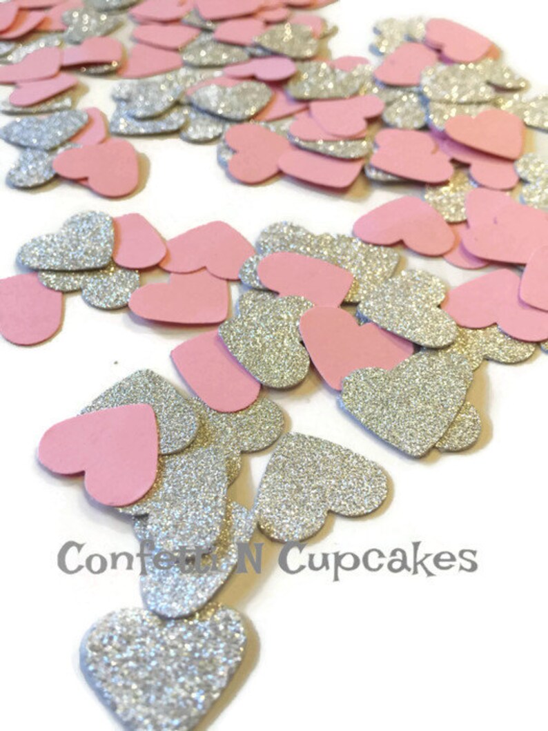 Pink /& White Tissue Hearts Wedding Throwing Confetti Decoration 2000 Silver