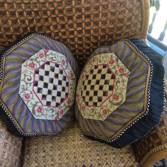 Vtg Mackenzie Childs Set Of 2 Courtly Check Octagon Etsy