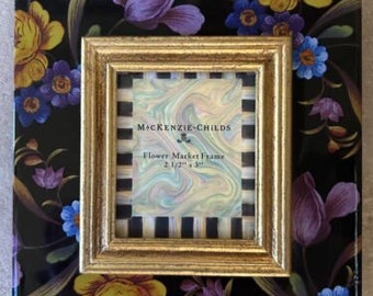 Cadre photo MACKENZIE CHILDS, marché aux fleurs noir, or jaune bleu, cadre photo émaillé Livraison gratuite Plus de pièces disponibles
