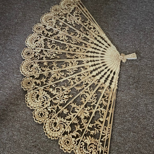 XL VINTAGE Burwood-muurventilator #4402 Mcm Hollywood Regency Retro Aziatisch decor 43" x 26,5" gratis verzending