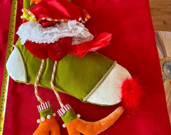 Patience Brewster Mackenzie childs Christmas Stocking Cardinal Bird WHimsical Holiday decoration NEW rare retired free ship 2 available
