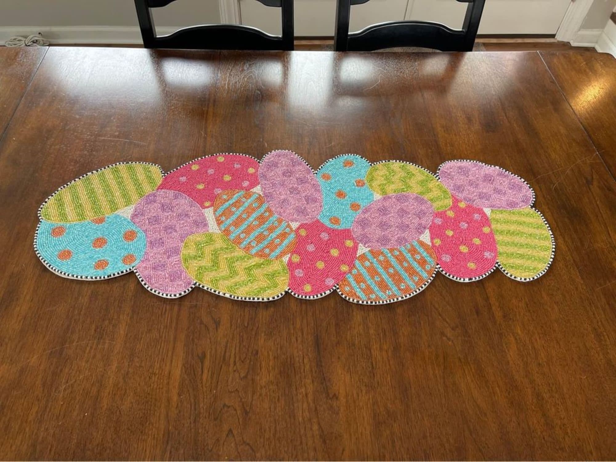 5 Piece Mackenzie Childs Table Runner W 4 Placemats Spring Pastel