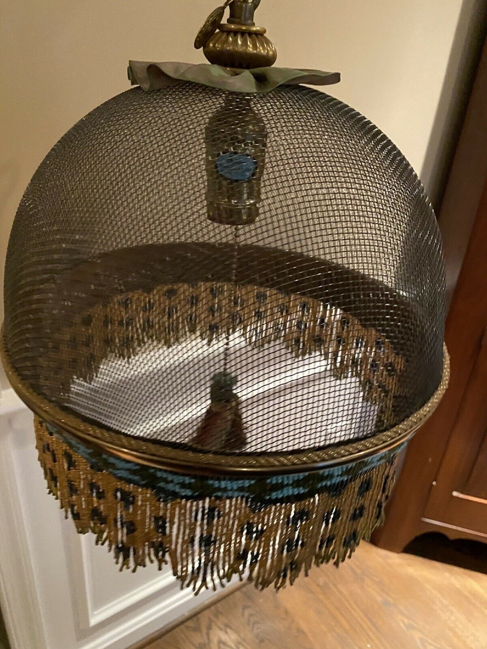 Mackenzie Childs Retired Vintage Beaded Fringe Hanging Lamp Etsy