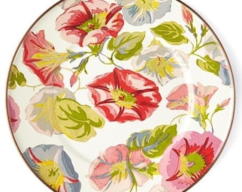 One Mackenzie Childs morning glory flower floral pink 8"  salad dessert appetizer plate- Rare, Hard to find retired  more available up to 16