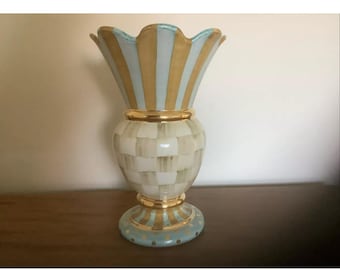 Mackenzie Childs Parchment Check porcelain cerami Tall Vase Rare, Hard to find and retired - stunning  - Many pieces available