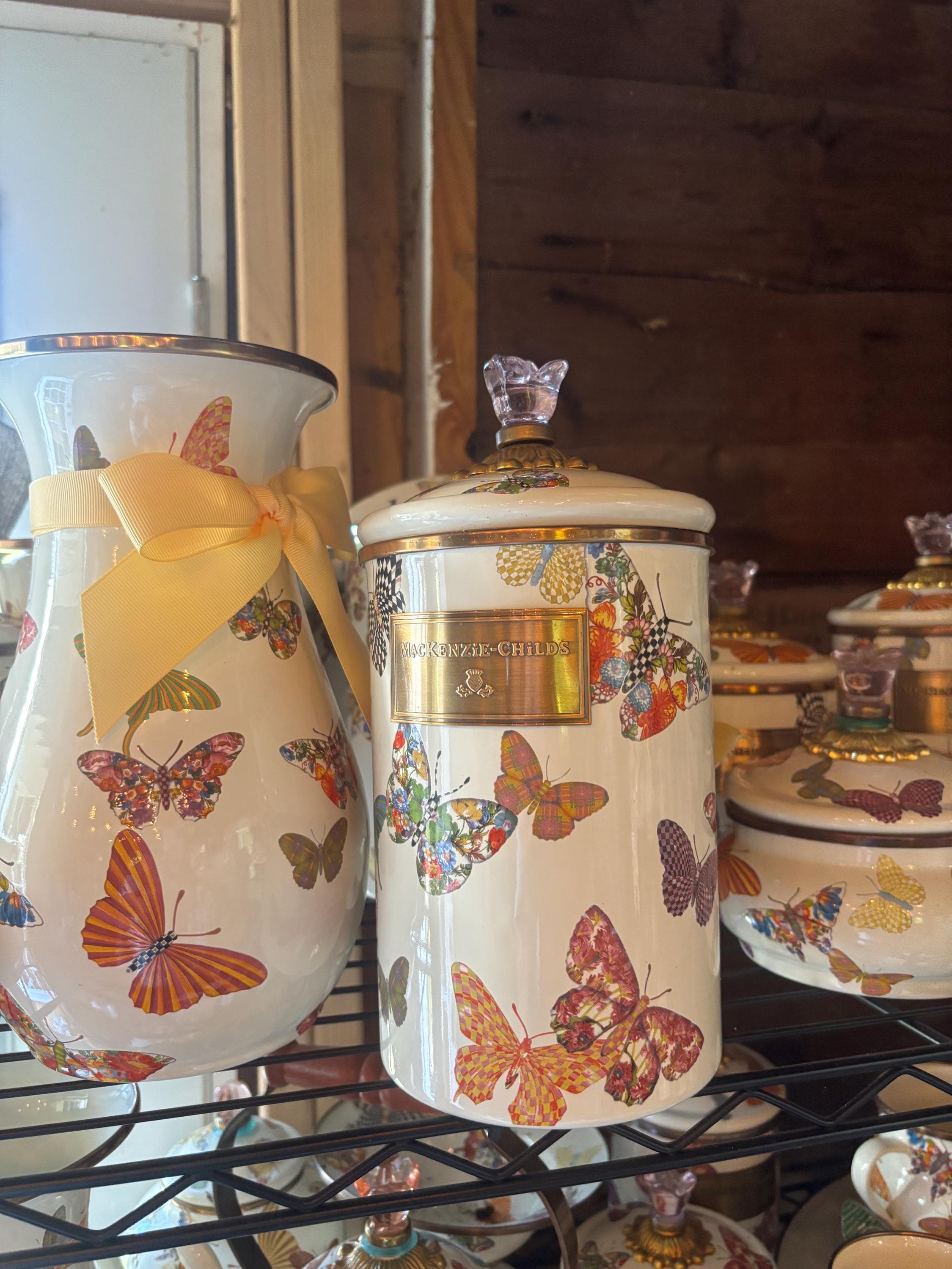 Mackenzie Childs Vintage Rare Butterfly Large Canister More Pieces