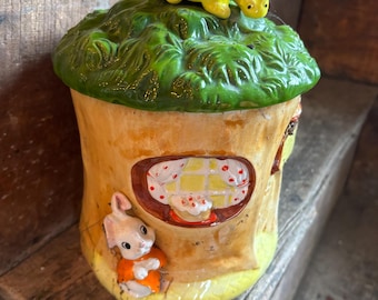 Lefton Cookie Jar - mushroom, bunny turtle retro vintage canister