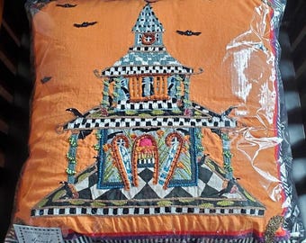 Mackenzie Childs Courtly Check Halloween Spookhuis Herfst Herfst Decorkussen NIP - Prachtig elegant Gratis VERZENDING - NWT