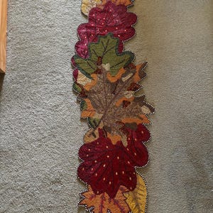 Mackenzie Childs zeldzame herfstbladeren met kralen Thanksgiving tafelloper verbluffende gratis verzending NIEUWE prachtige en 2 placemats SET