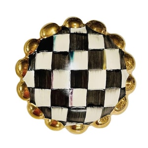 Mackenzie Childs Ceramic Courtly Check Drapery Curtain Tie Back Gold Stunning Elegant - Creative Uses 20 available