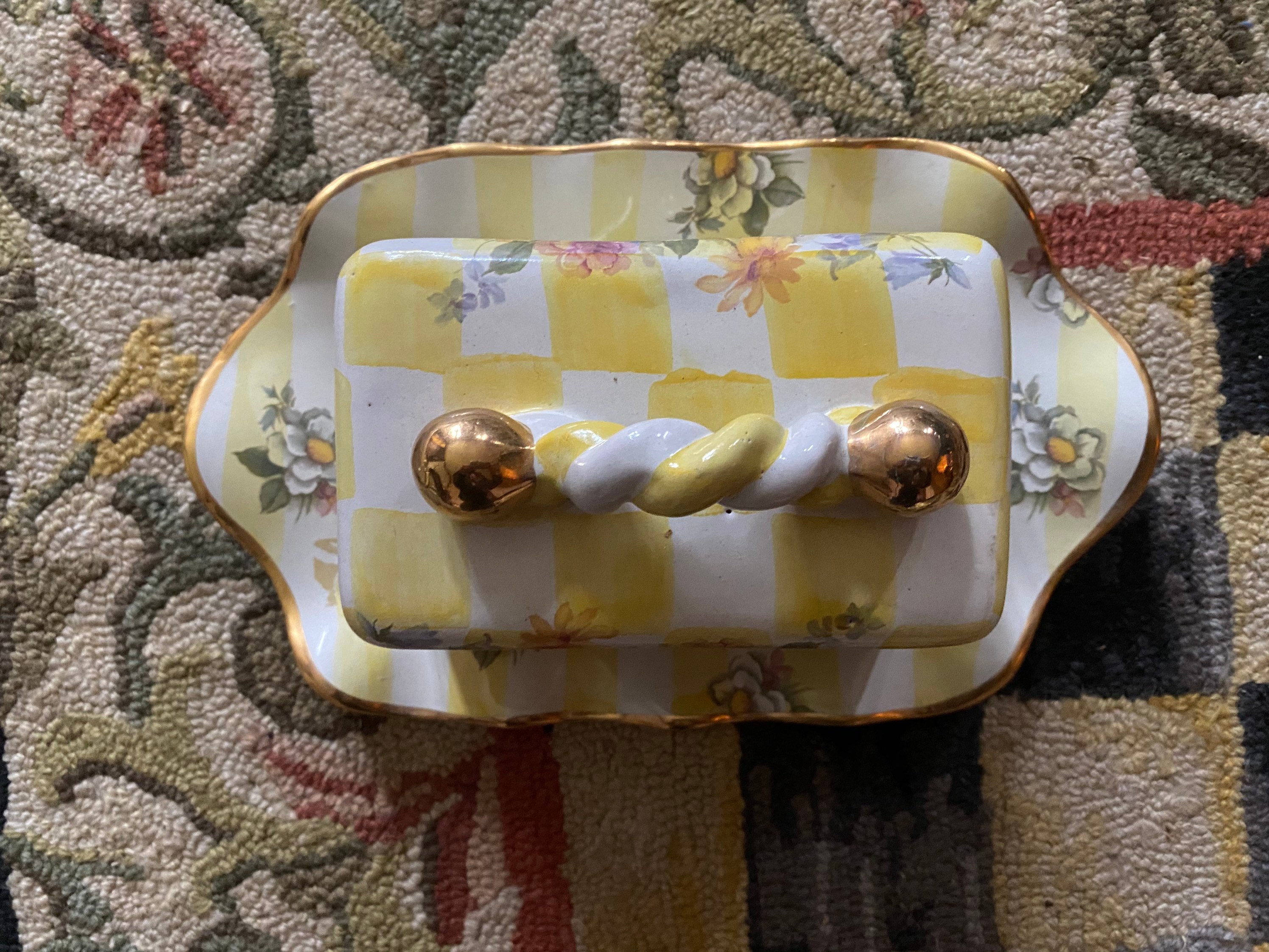 Mackenzie Childs Ceramic Majolica Honeymoon Lemon Curd Butter House