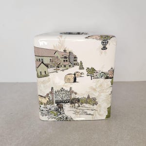Mackenzie Childs Aurora Farm Cow Barn Tissue Box Kleenex Holder vintage rare & Retired lots of Mackenzie Childs for sale