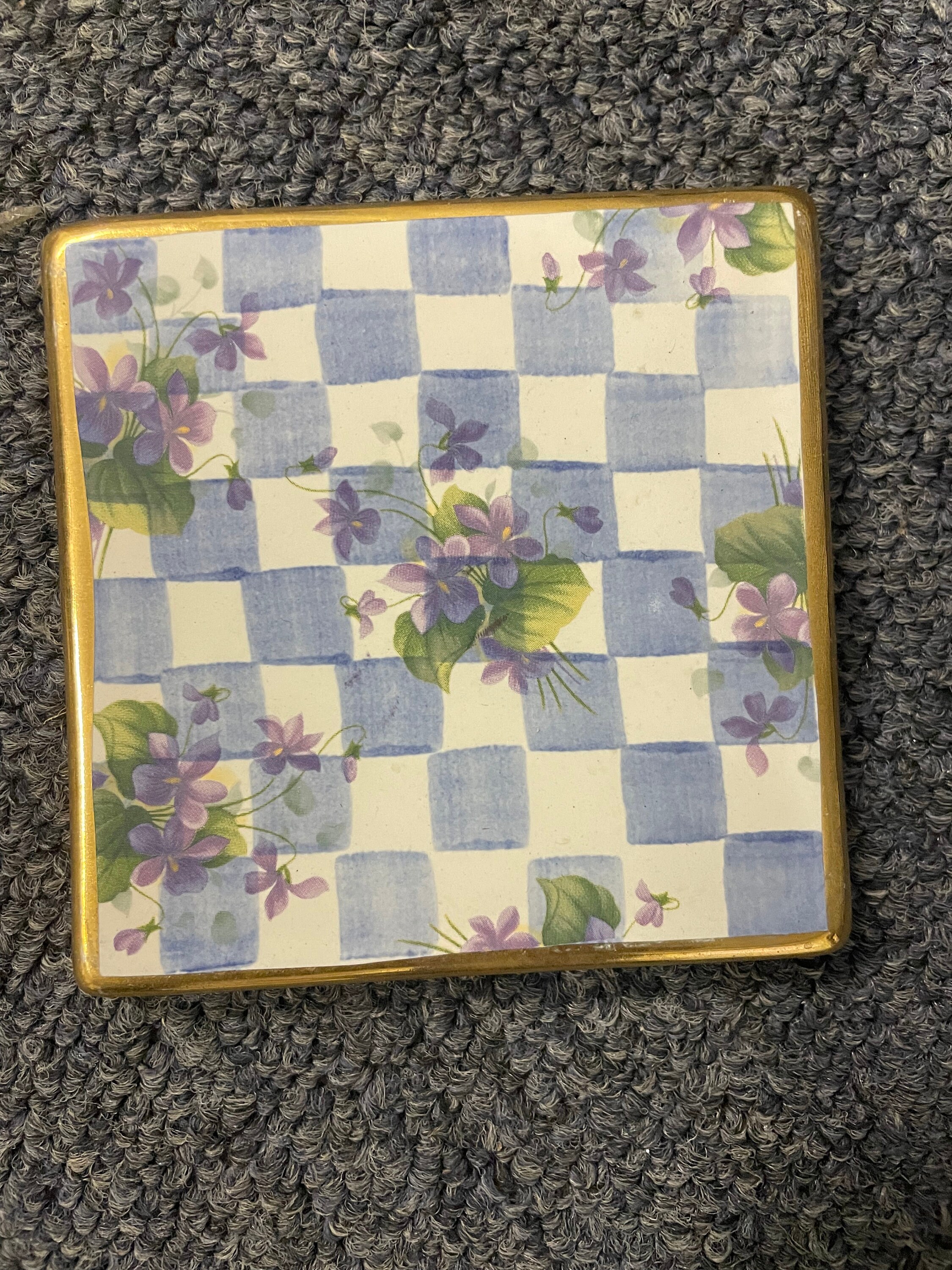 Mackenzie Childs Blue Morning Glory Flower Gold Ceramic Set of 19 Backsplash Kitchen Bathroom