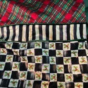 Mackenzie Childs 72 inches long courtly check poinsettia table runner Christmas decoration