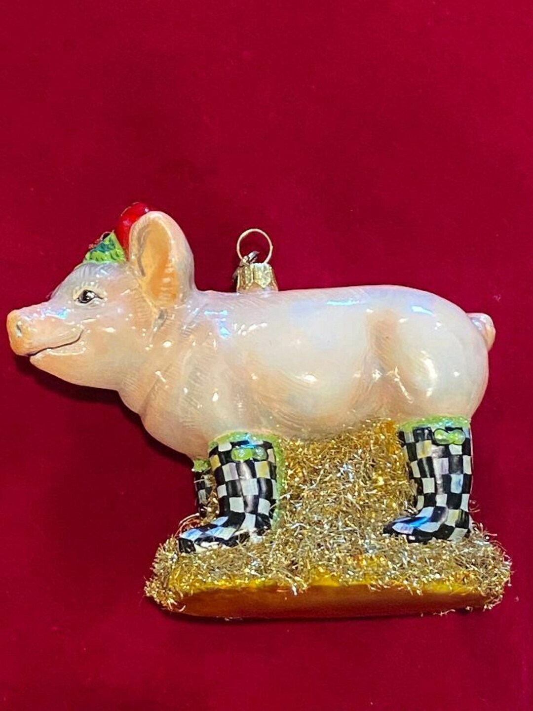 マッケンジーチャイルズ チェック柄スケート靴オーナメント