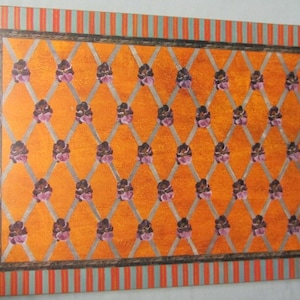 Mackenzie Childs Purple Pansy Cork Back Pimpernel Set of 4 placemats Vintage - 1983 Circus Stripe - 3 sets available for 12