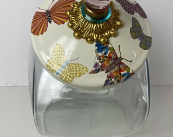 Tarro de cristal para galletas Mackenzie Childs Vintage Rare Butterfly Garden Courtly Check - Más piezas disponibles. ENVÍO GRATIS.