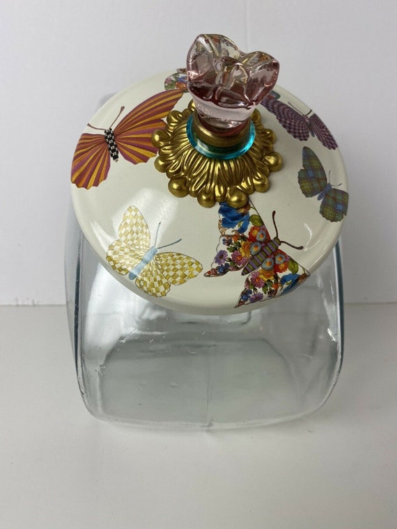 新作 マッケンジーチャイルズ 蝶 花柄　ソルト・ペッパー入れセット Mackenzie Childs Vintage Rare Butterfly Garden Courtly Check Set