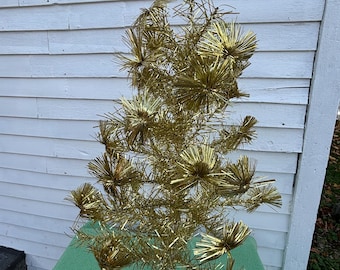 2 Set Pair Gold Starburst Tinsel Christmas Tree - 38" tall New in Box Sparkly Decor FREE SHIPPING
