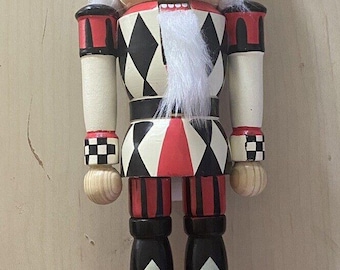 Mackenzie Childs 15" Holiday courtly check Christmas Red Black Harlequin Nutcracker Handpainted Retired Rare NEW