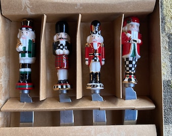 Mackenzie Childs Courtly Check Nutcracker Christmas canapé appetizer canapé cheese knife set Many others available rare and retired NEW
